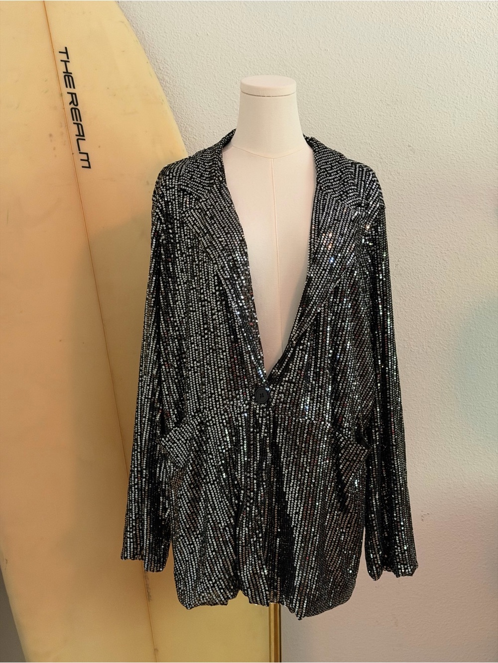 Black and silver sequin glitter Blazer